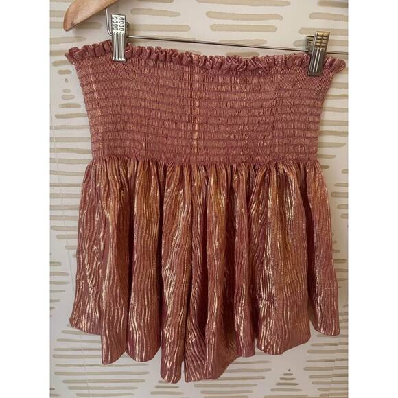 Queen of Sparkles Women’s Medium Rose Gold Smocked Waist Swing Shorts - Picture 5 of 6